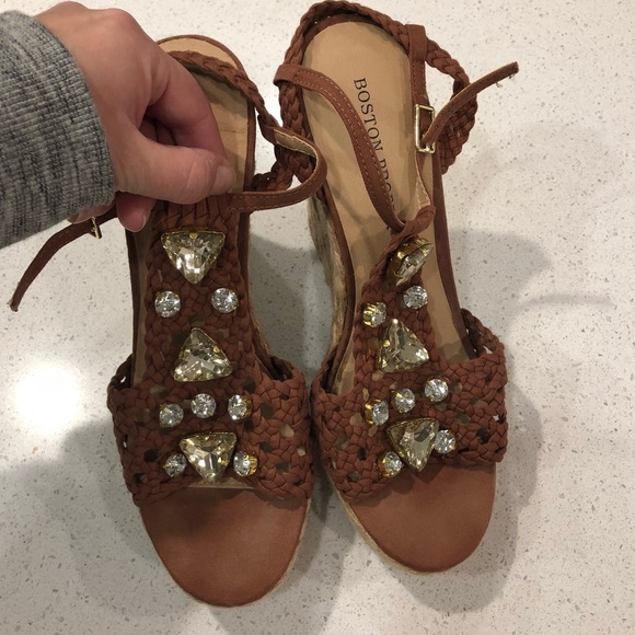 Cute Embellished Boston Proper Wedge Sandals! - Picture 1 of 5
